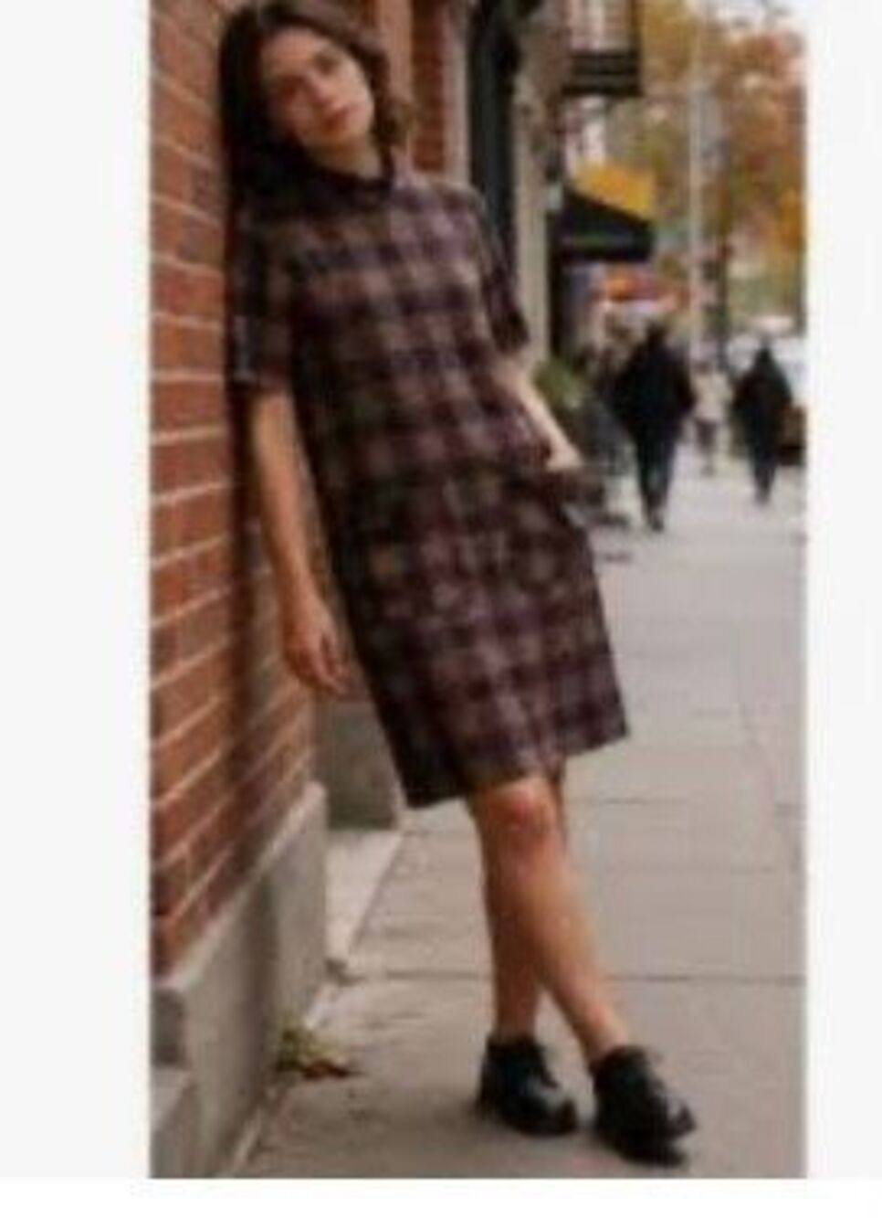 Zara women’s plaid mock neck, front pocket dress S